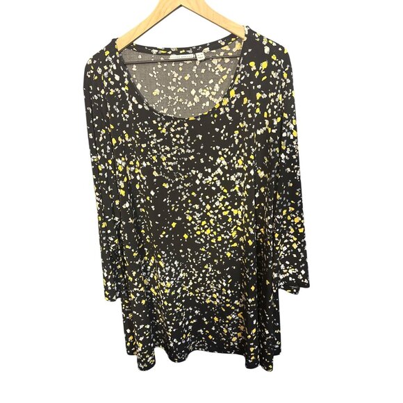Susan Graver Womens 4X Black & Multi-Color Abstract Print Top - Picture 1 of 4
